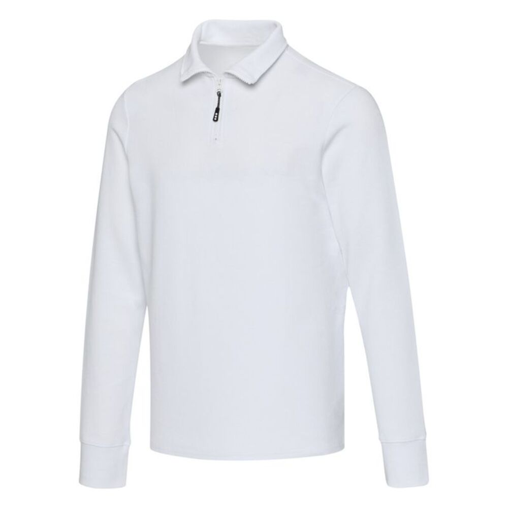 Zeus Unisex Adult Quarter Zip Long-Sleeved Polo Shirt / White